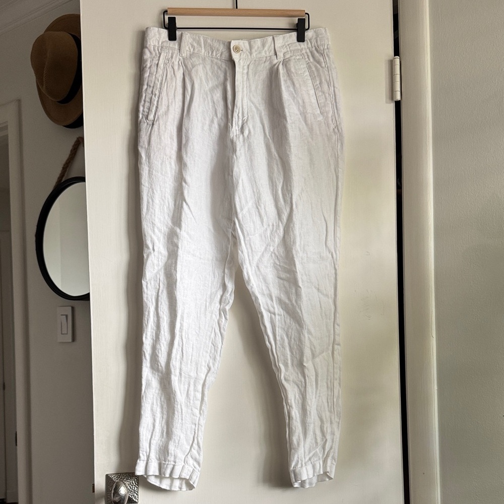 Zara 100% Linen White Pants